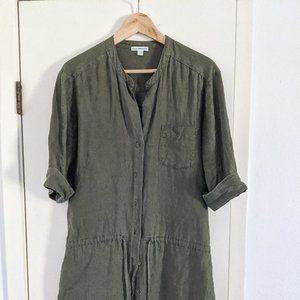James Perse Olive Green Linen Shirt Dress Size 2